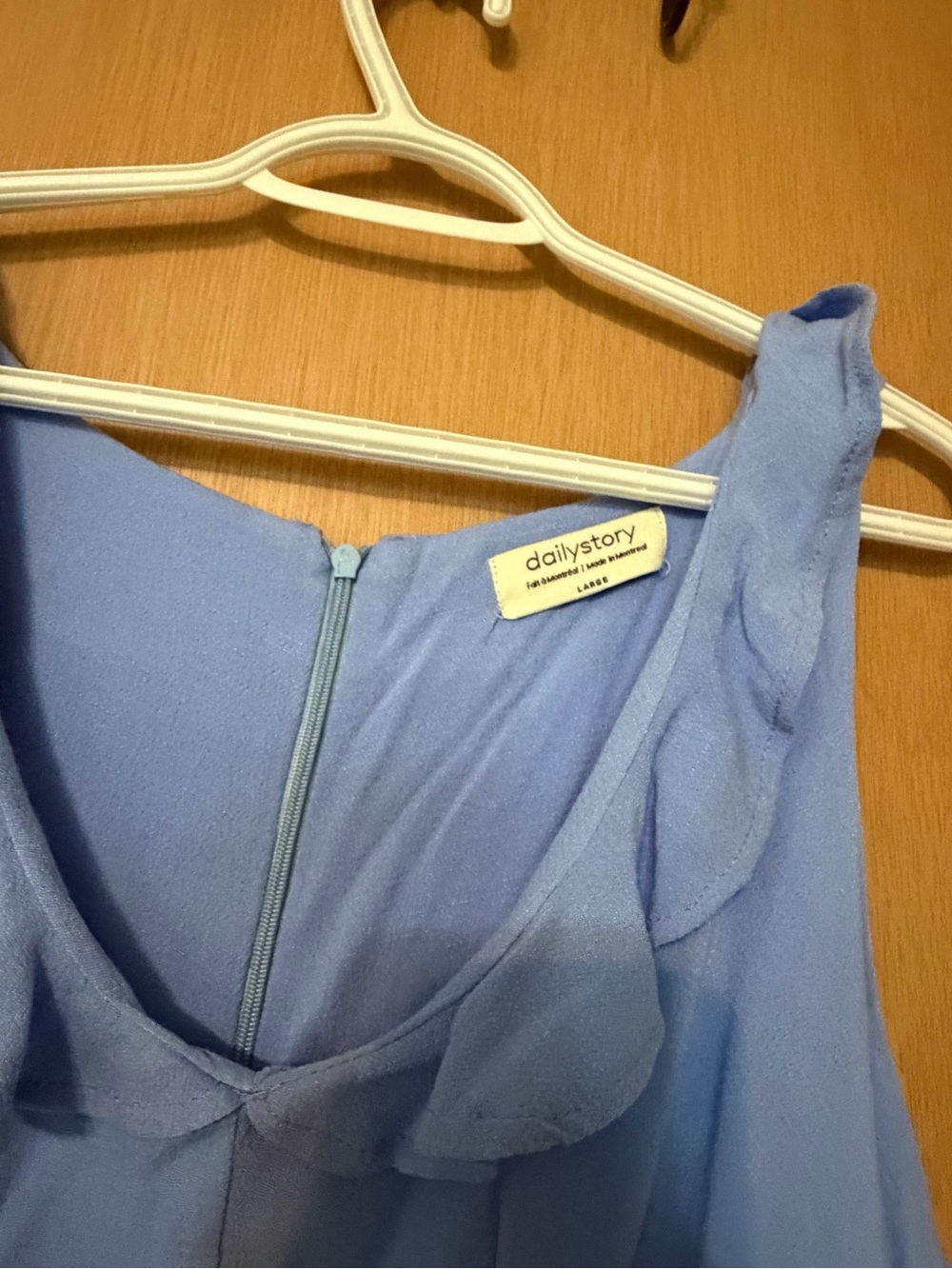 Light Blue Ruffle Neck Mini Dress - Picture 2 of 2